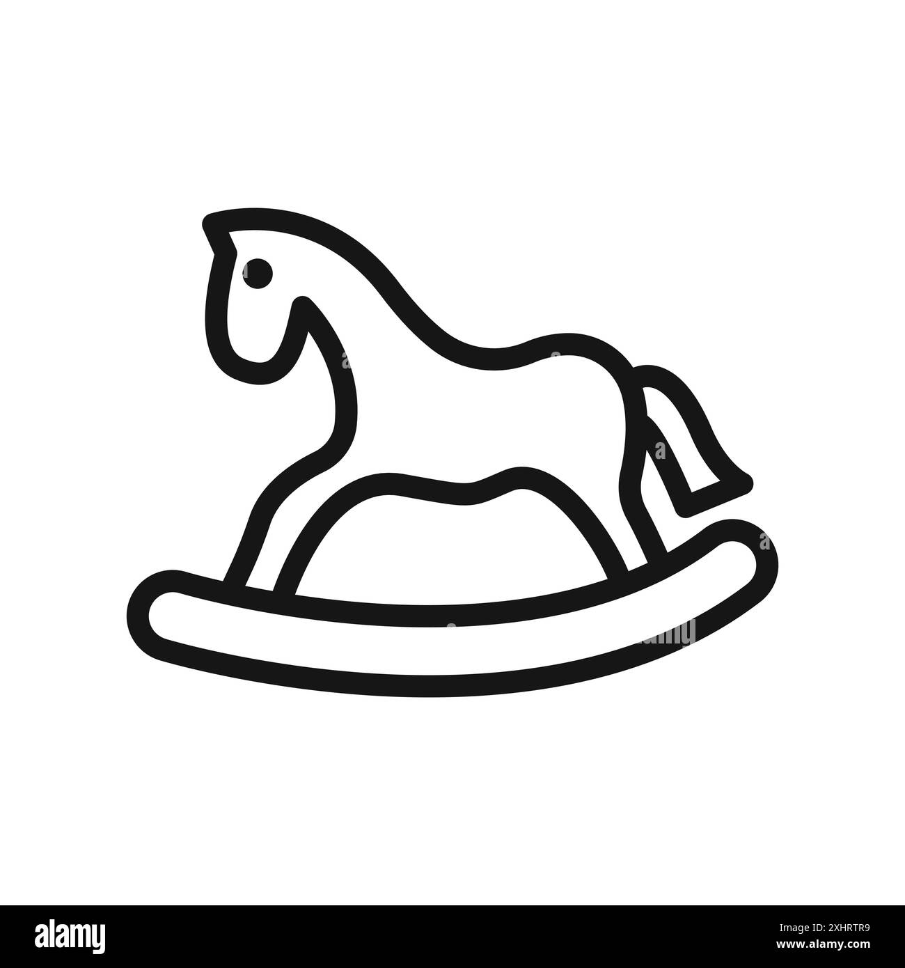 Toy horse rocking chair icon Black line art vector in black and white ...