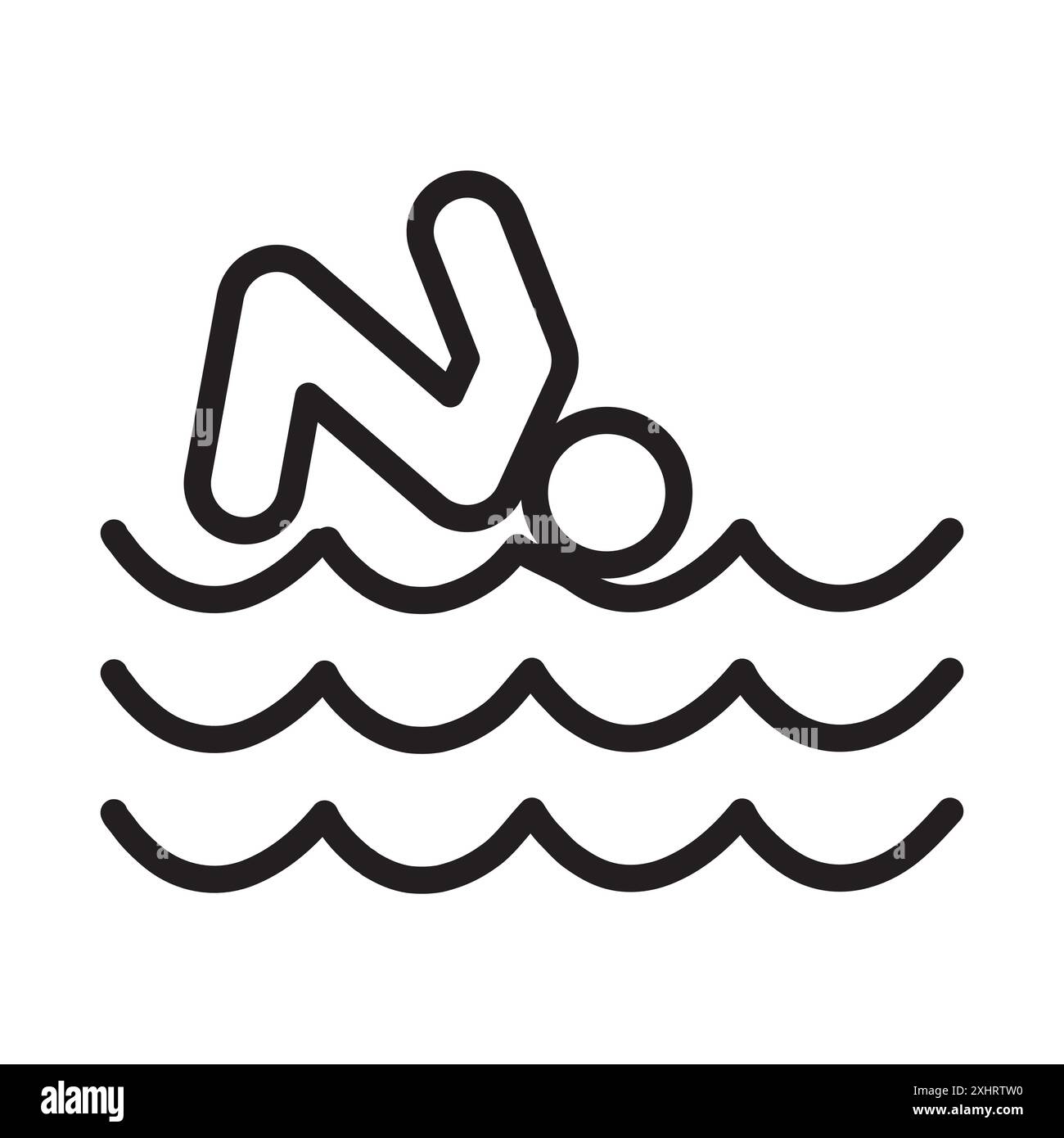 swimming icon Black line art vector in black and white outline set ...