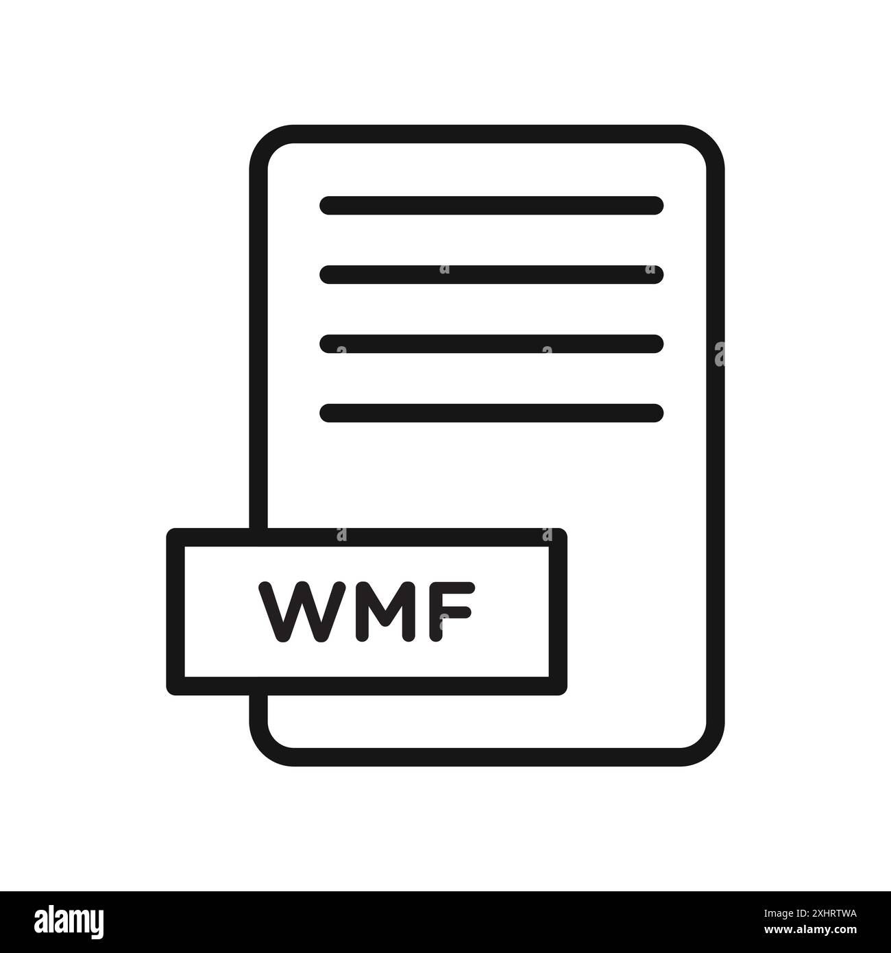 WMF File Document Icon Black line art vector in black and white outline ...