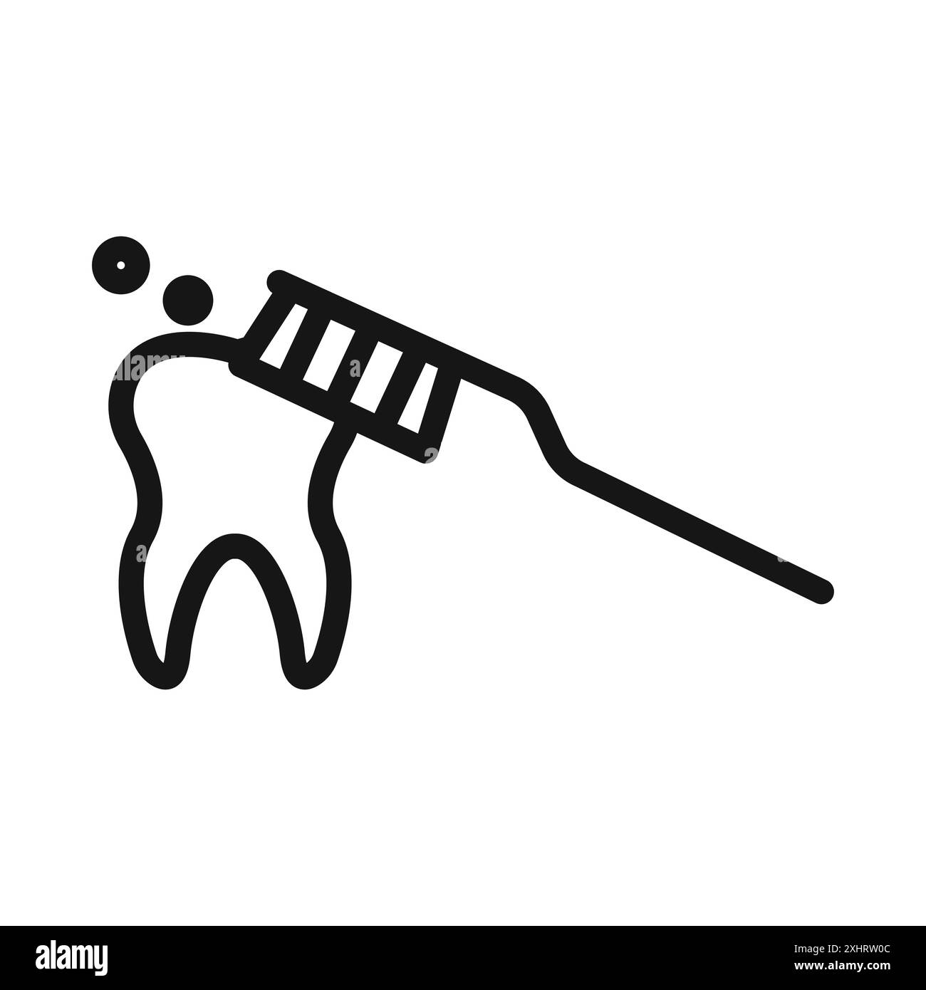 Teeth cleaning icon Black line art vector in black and white outline ...