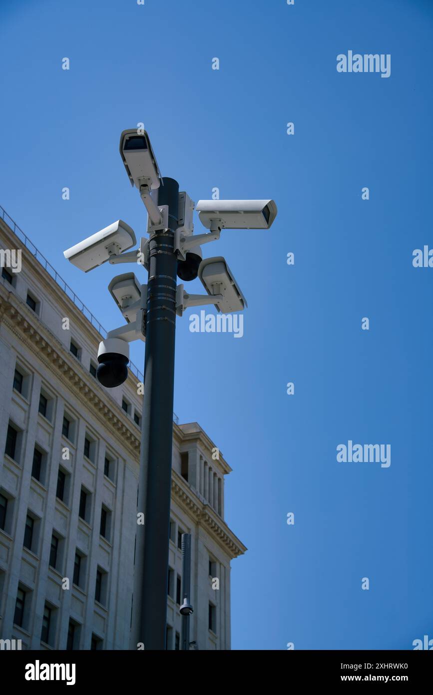 City Analysis Using CCTV Security Cameras. Copy space Stock Photo