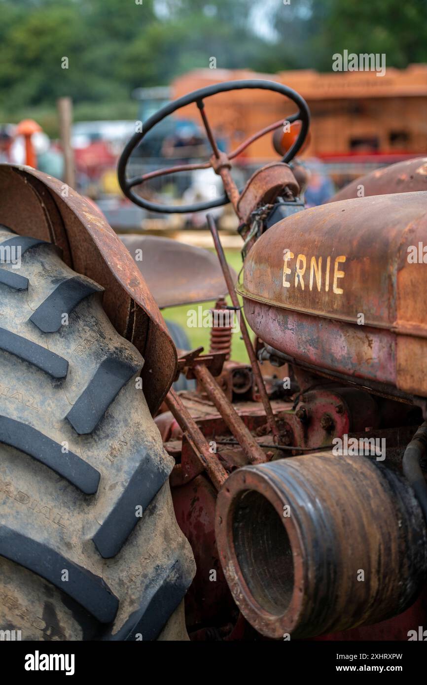 rust old vintage tractor on show at an agricultural show on the isle of ...