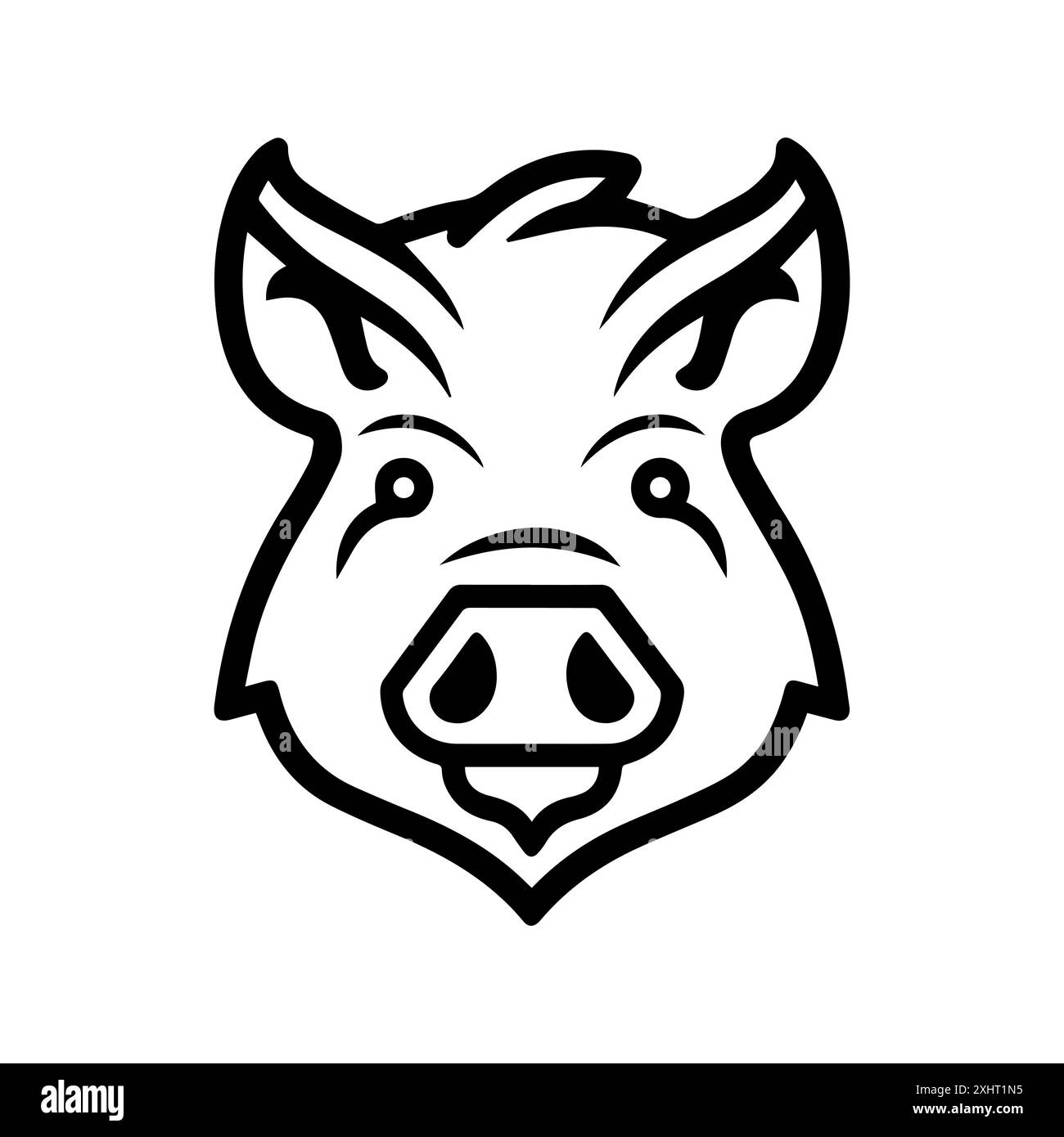 Boar icon or modern line symbol. Vector line art and icon design with bold outline. Black and white Pixel Perfect minimalistic symbol isolated white b Stock Vector