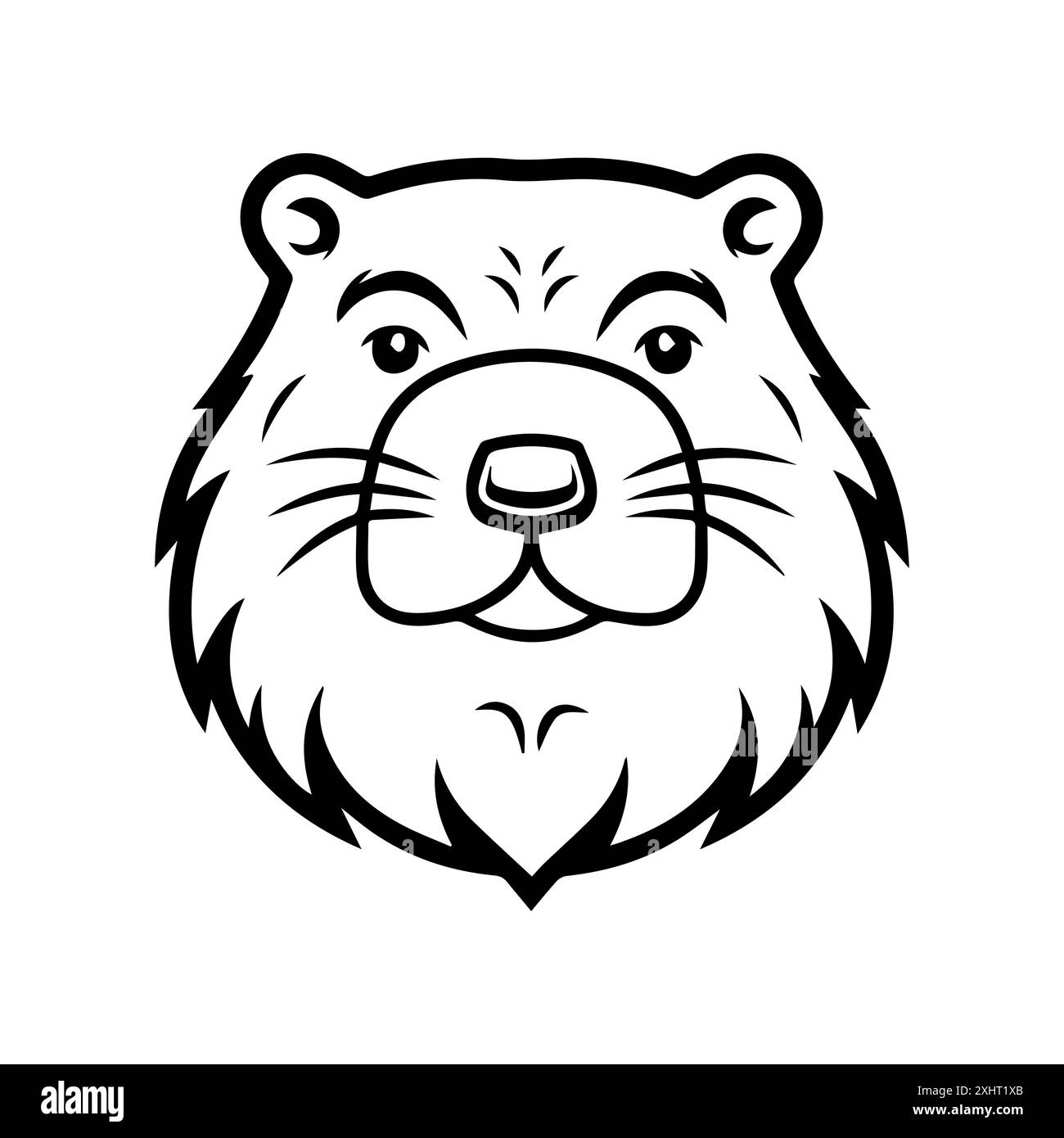 Beaver icon or modern line symbol. Vector line art and icon design with bold outline. Black and white Pixel Perfect minimalistic symbol isolated white Stock Vector