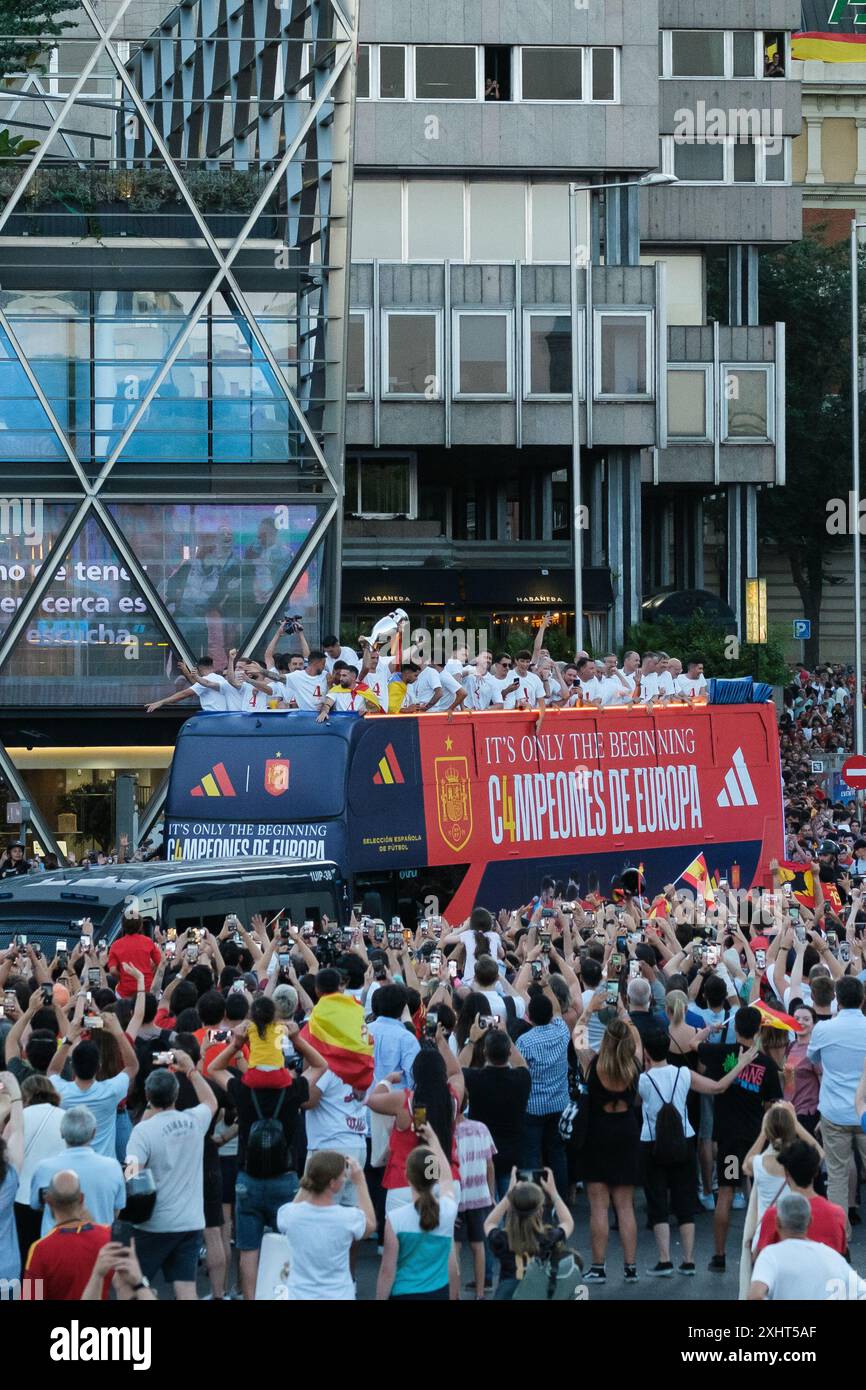 The players of the Spanish soccer team during the celebration with