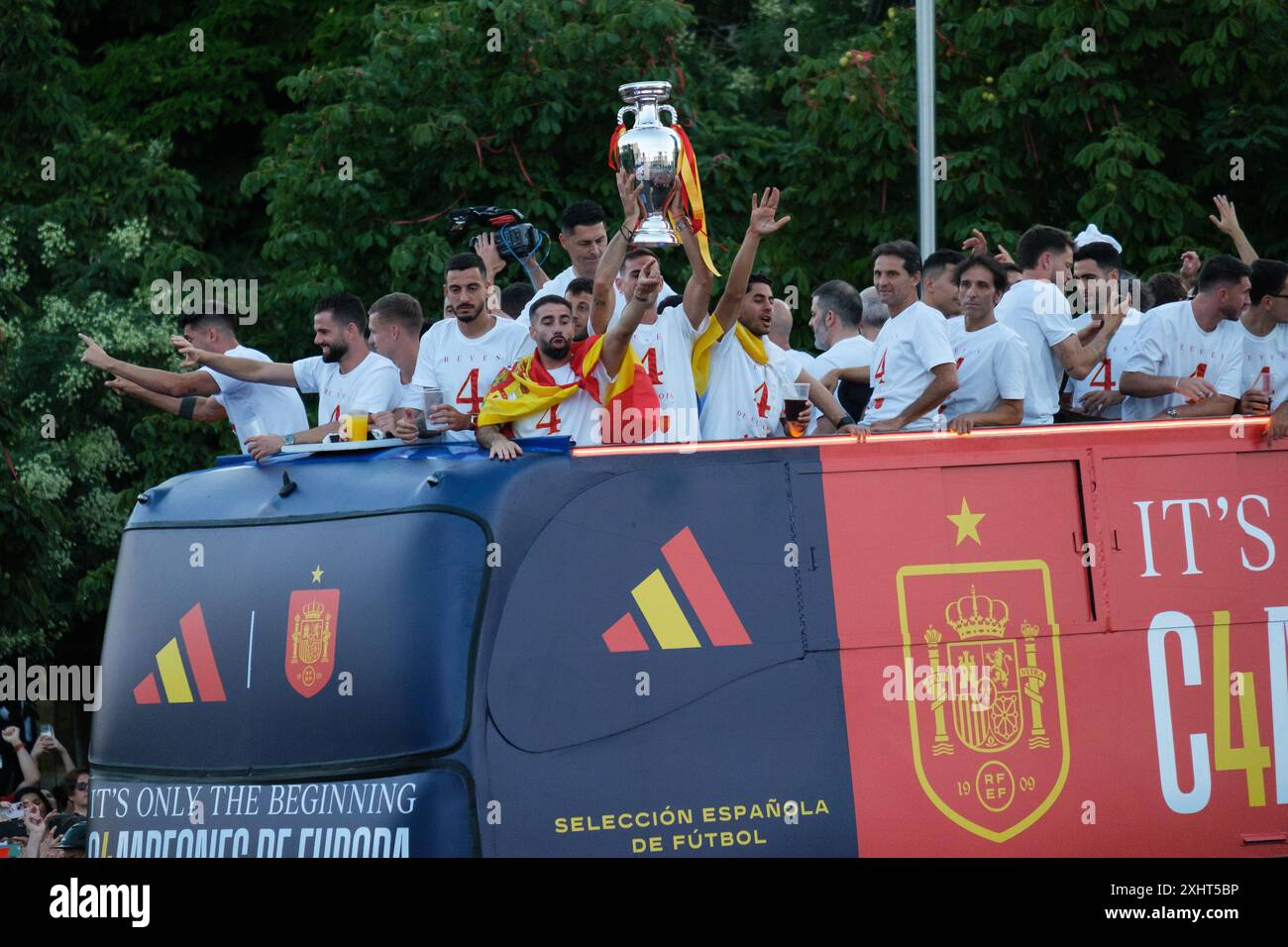 The players of the Spanish soccer team during the celebration with