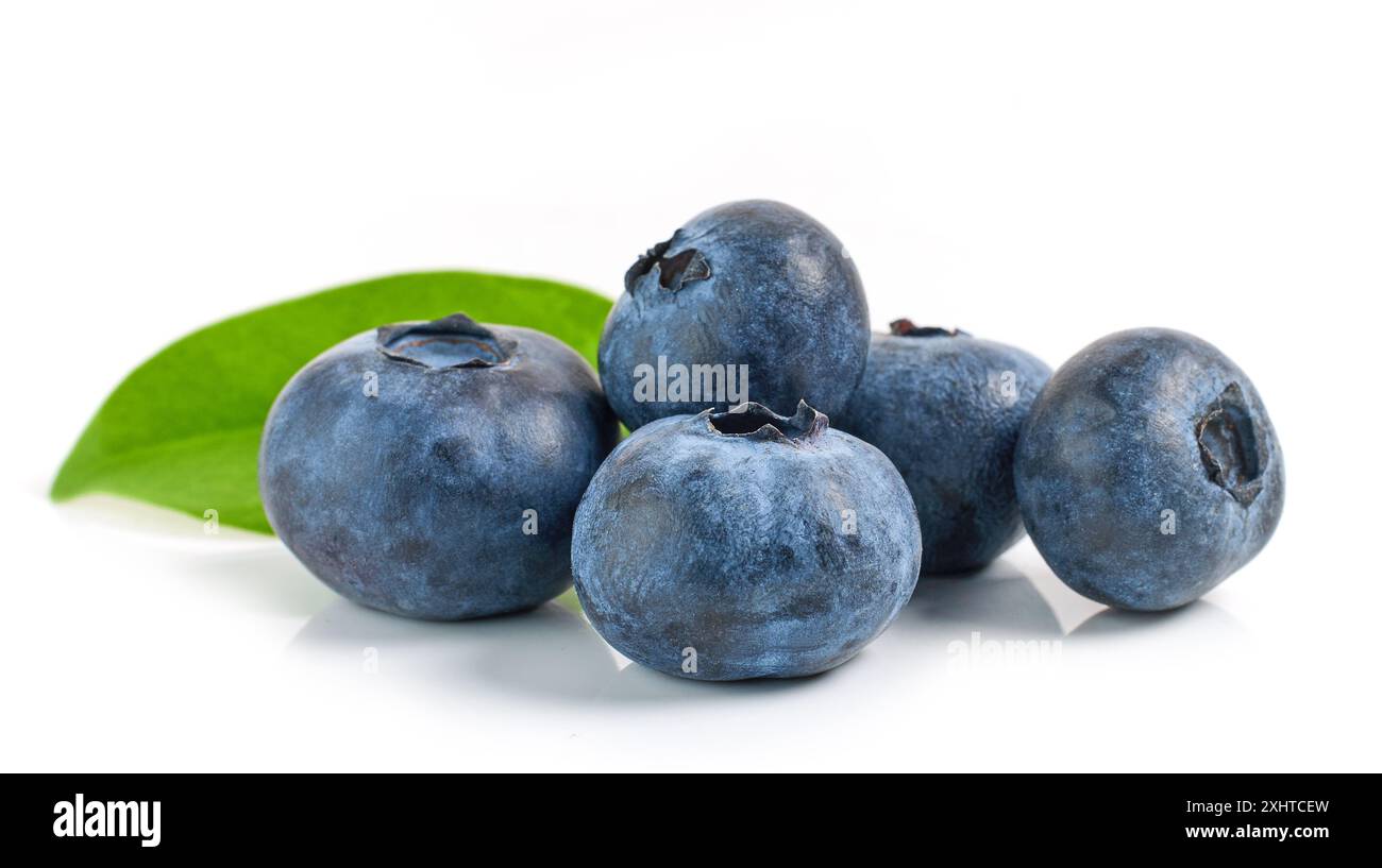 fresh ripe blueberries isolated on white background Stock Photo