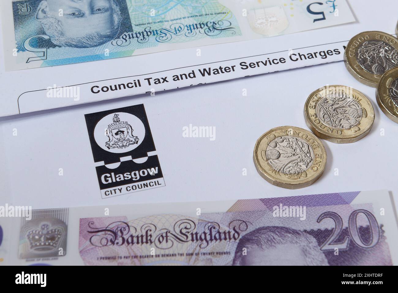 Glasgow Council Tax with King Charles banknotes Stock Photo Alamy