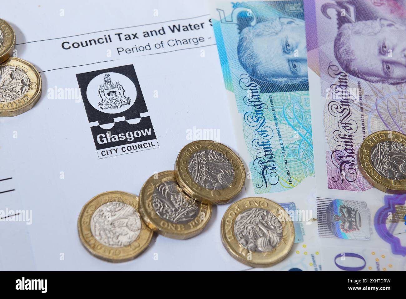 Glasgow Council Tax with King Charles banknotes Stock Photo Alamy