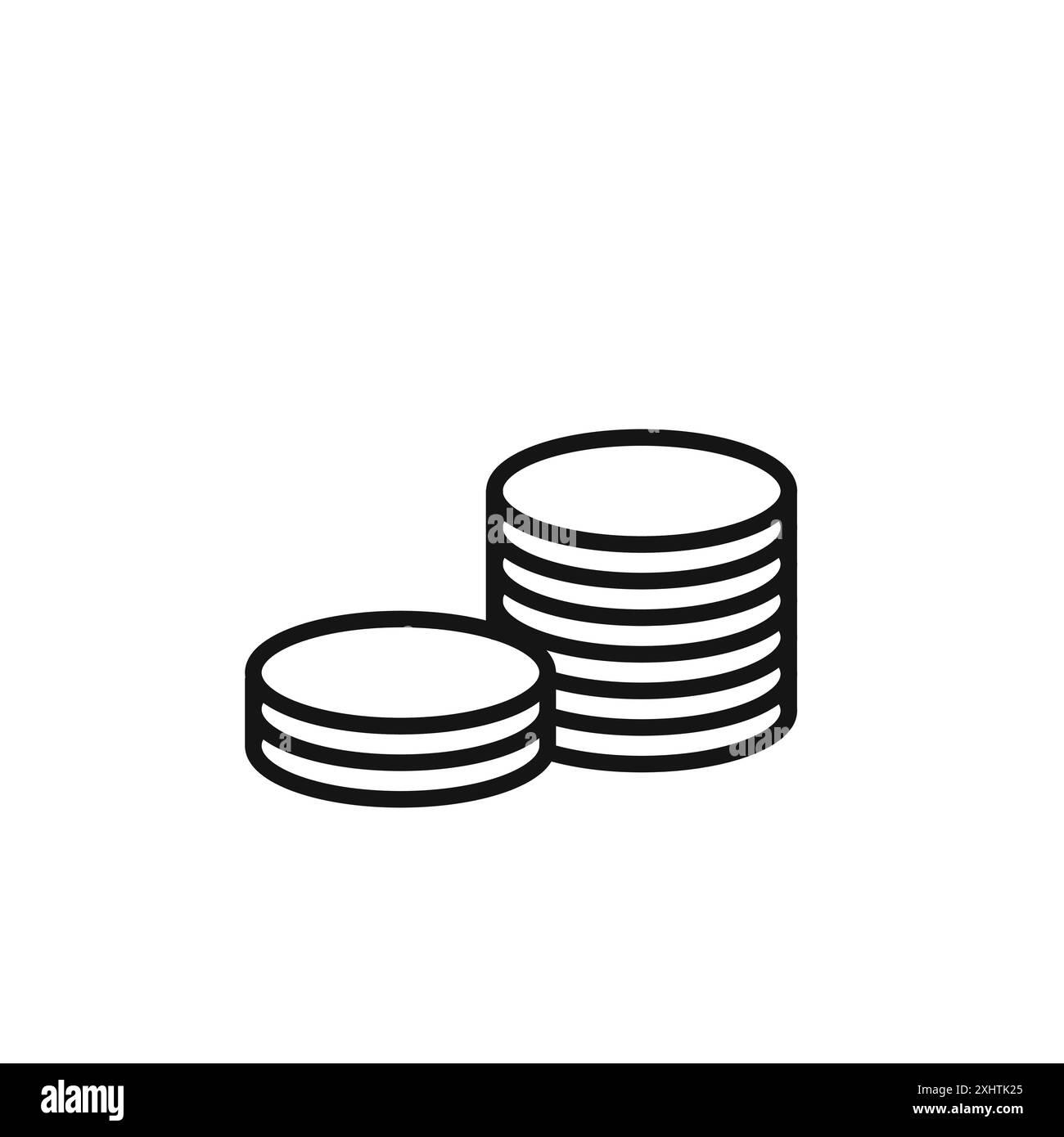 Coin stack icon outline collection or set in black and white Stock ...