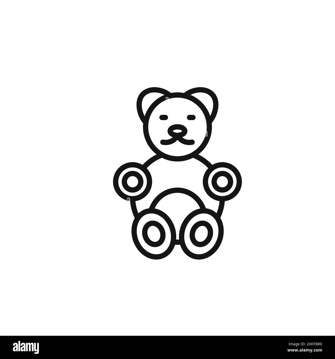 Teddy bear icon outline collection or set in black and white Stock Vector