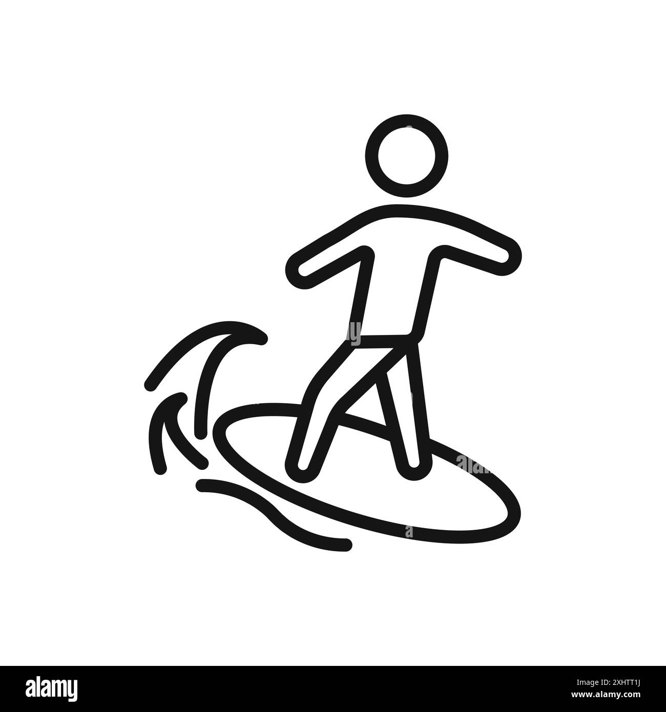 surfing icon outline collection or set in black and white Stock Vector ...