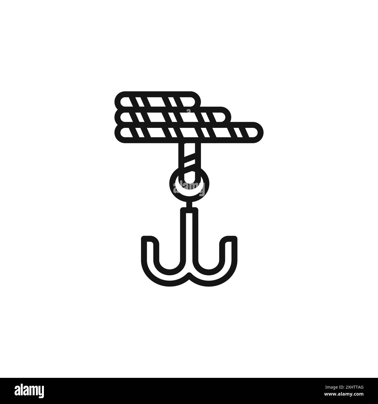 Rope Hook icon outline collection or set in black and white Stock Vector