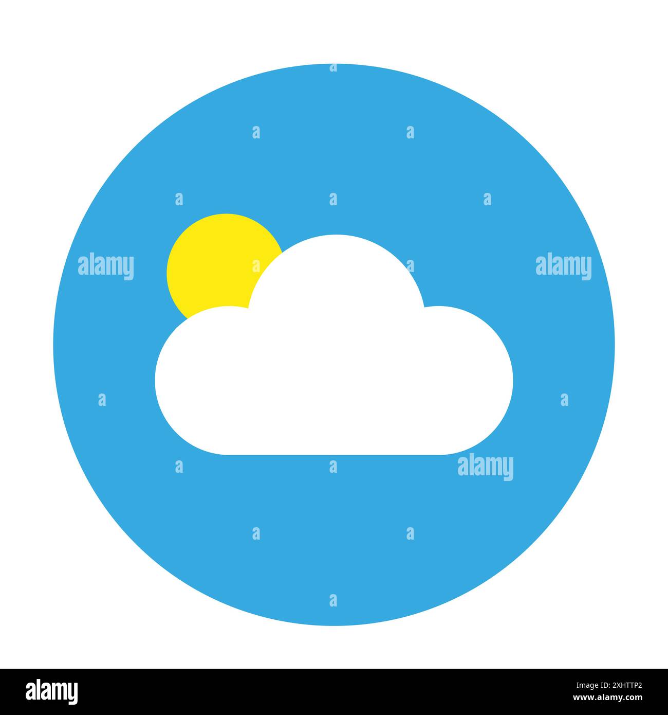 Sun and cloud icon. Blue background. Yellow sun. Vector symbol Stock ...