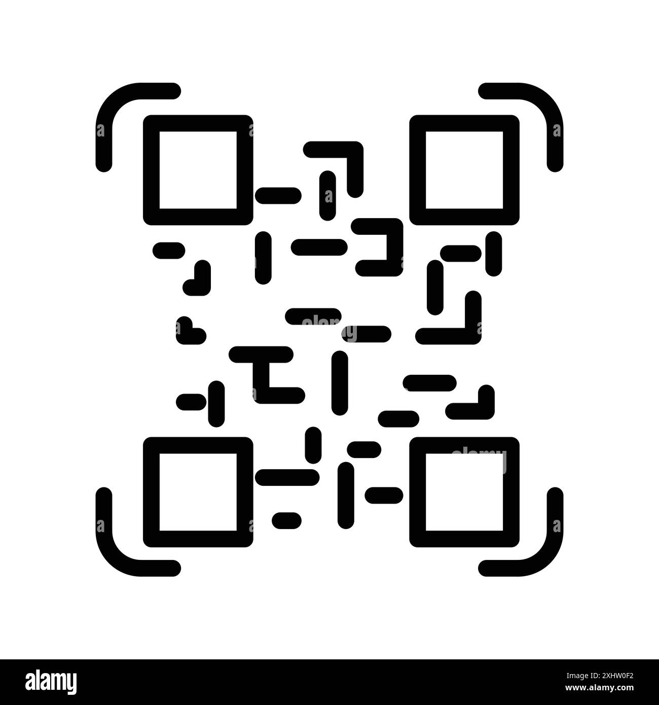 QR code scanning icon linear logo mark set collection in black and ...