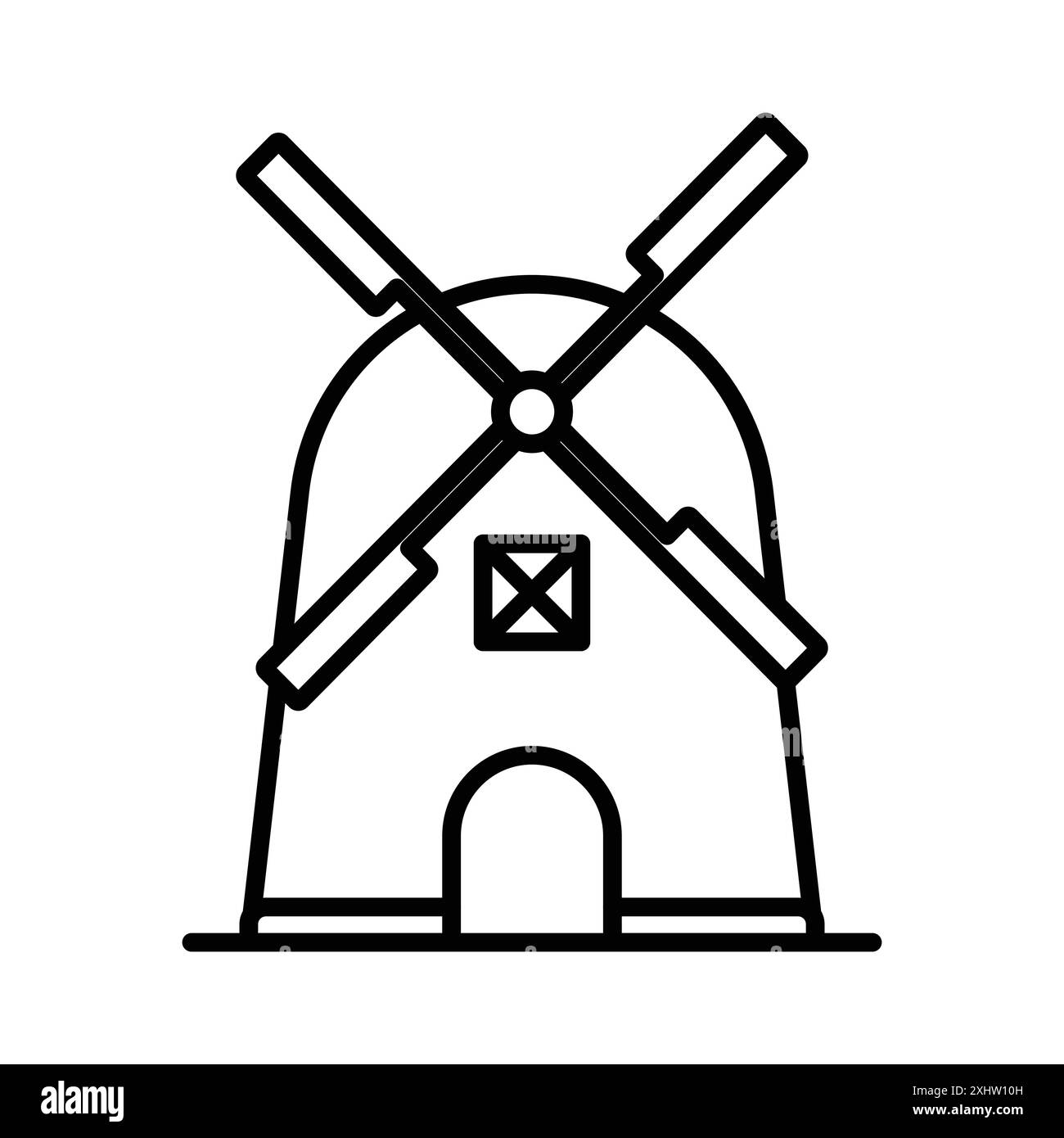 wind mill icon linear logo mark set collection in black and white for ...