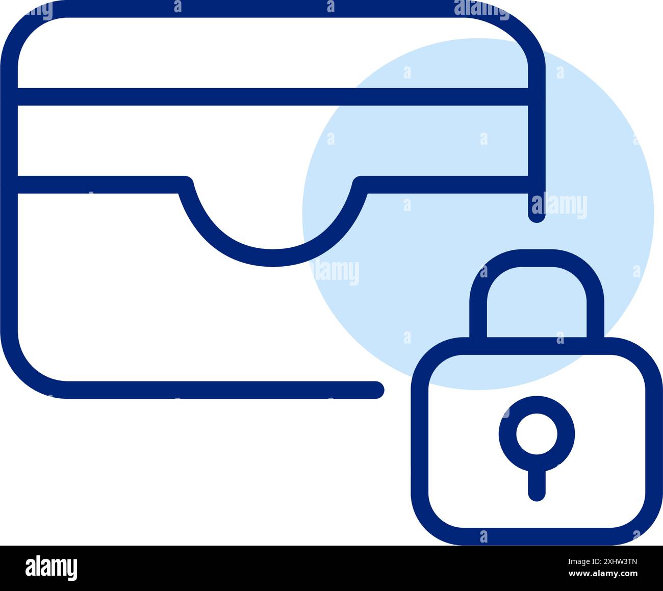 Card wallet and lock. Protected payment methods. Secure card information storage. Pixel perfect, editable stroke vector icon Stock Vector