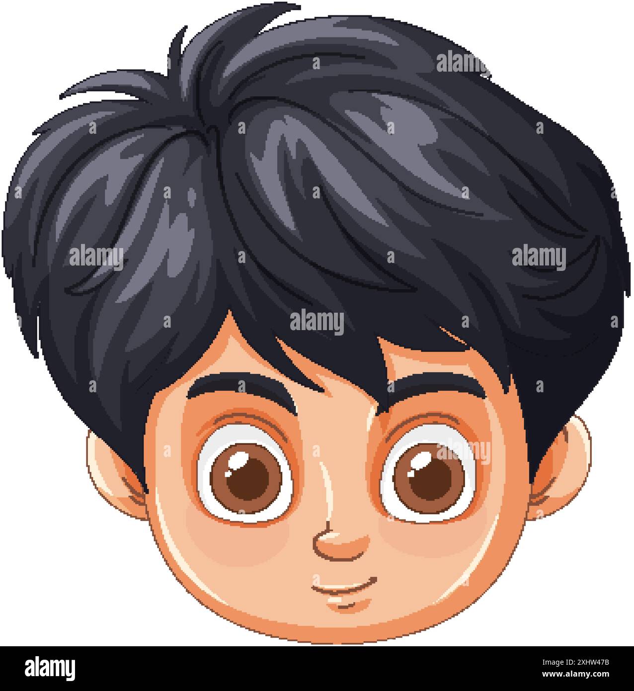 Adorable boy with big eyes and dark hair Stock Vector Image & Art - Alamy