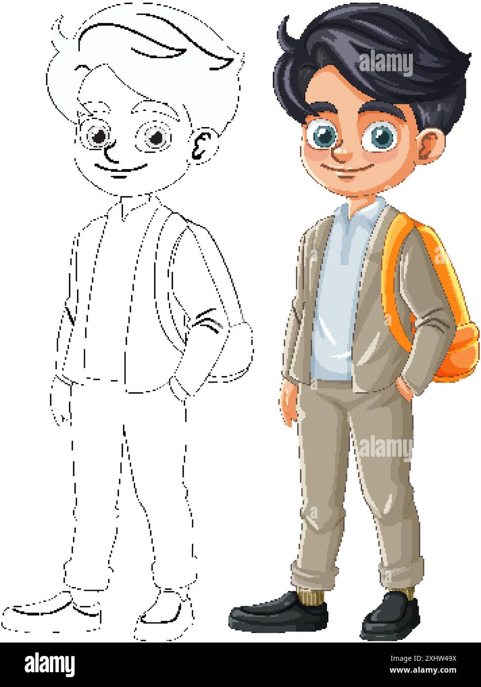 Illustration of a boy with a backpack Stock Vector Image & Art - Alamy