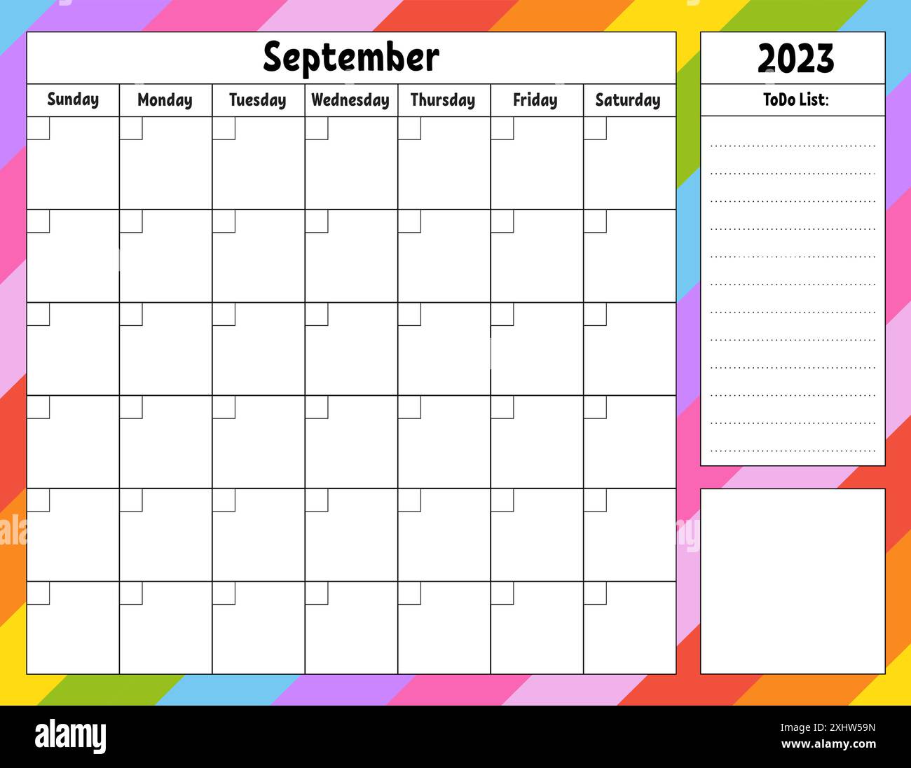 Blank calendar template for one month without dates. Colorful design ...