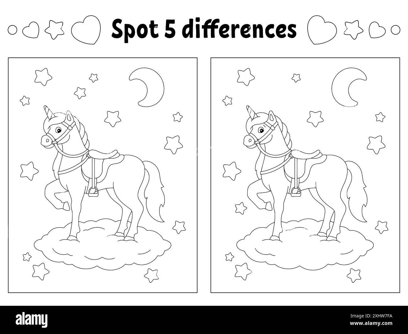 Find five differences. Coloring page for kids. Activity worksheet for ...