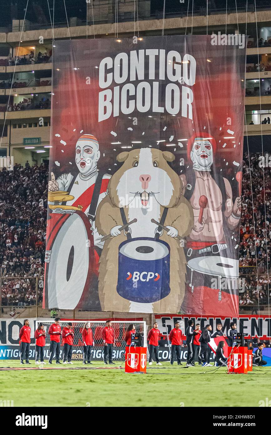 LIMA, PERU - JUNE 7: Peru supporters during the match Peru v Paraguay at Estadio Monumental. (Photo by Martín Fonseca) Stock Photo