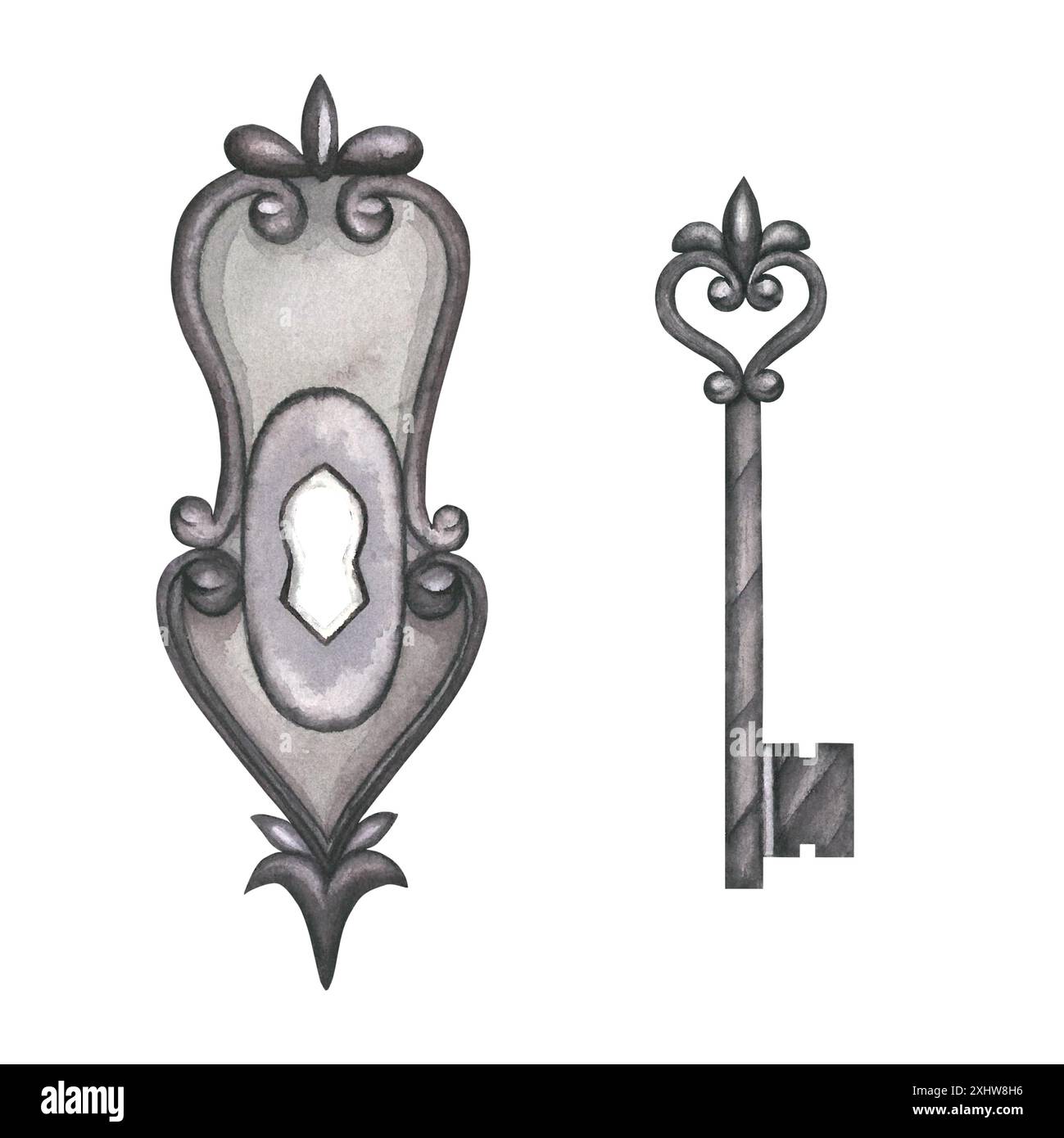 Hand drawn antique key hi-res stock photography and images - Alamy