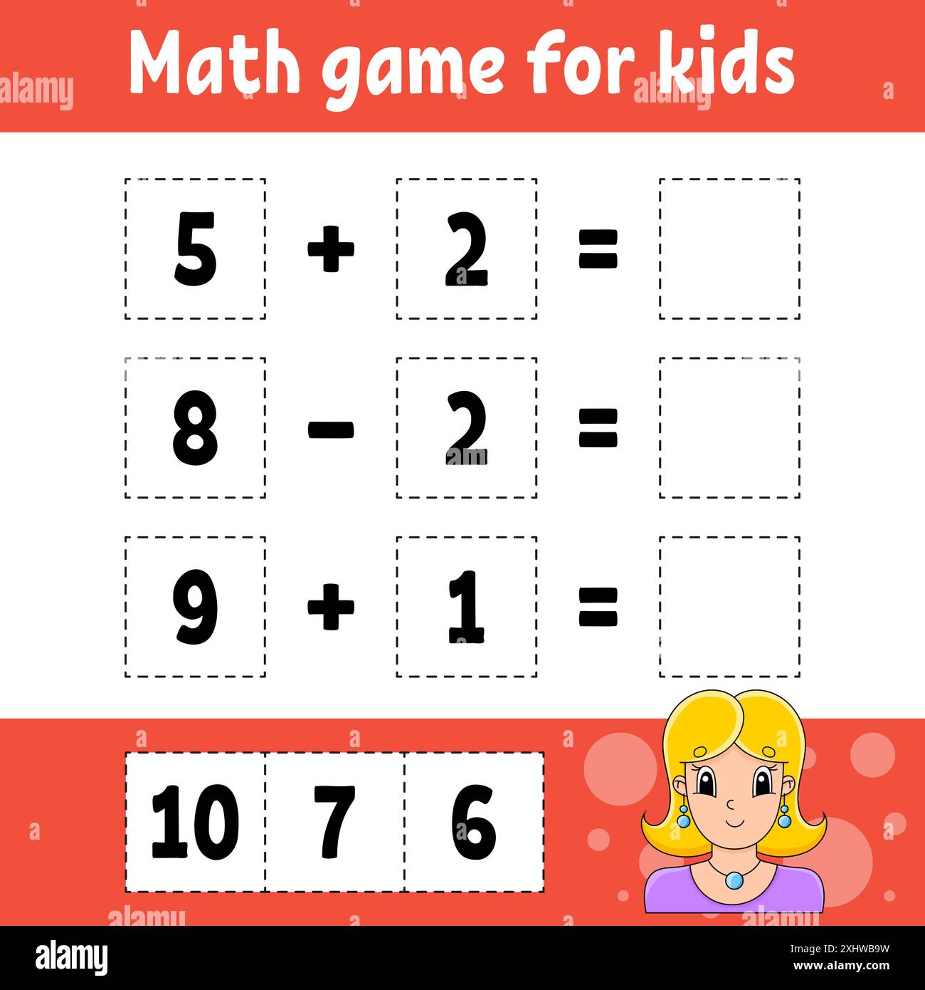 Math game for kids. Education developing worksheet. Activity page with ...