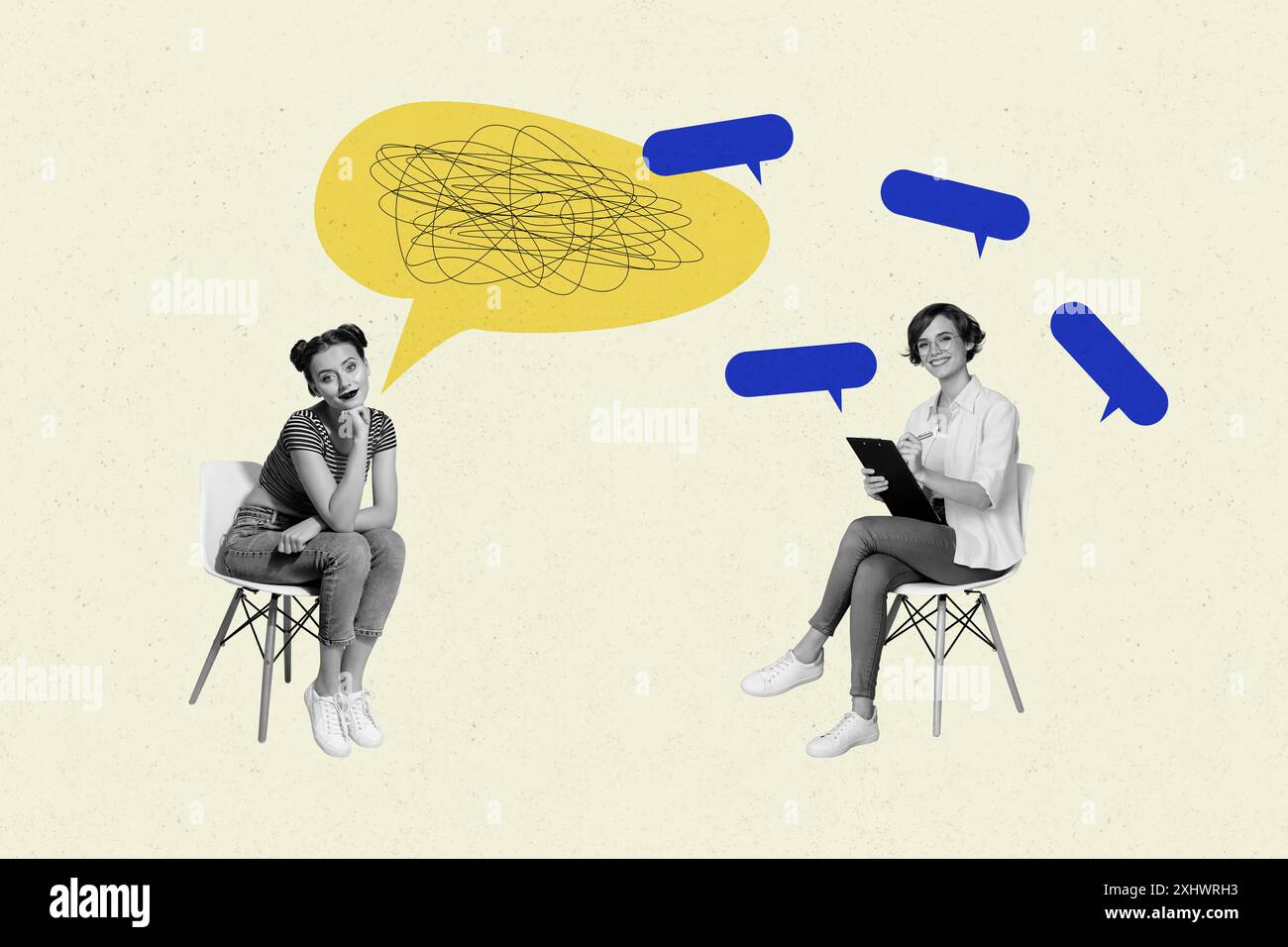Sketch image composite trend artwork photo collage of textbox mind ...