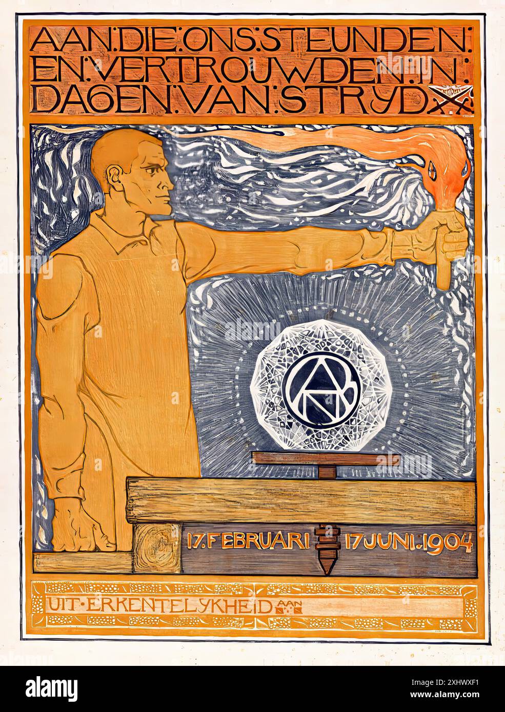 HOLST  Richard  -  Aan die ons steunden en vertrouwden in dagen van strijd, 1904. - Art Nouveau vintage print Stock Photo