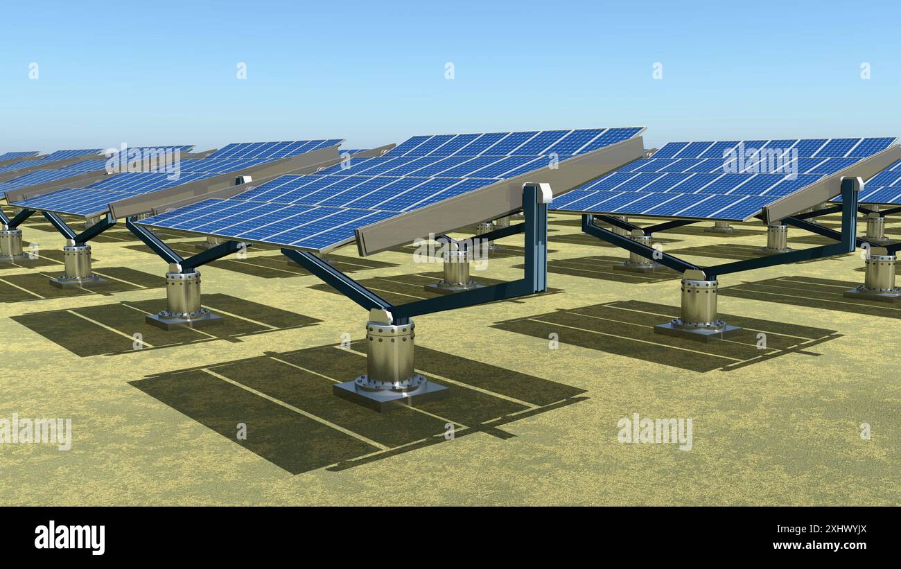 Solar panels in a landscape Stock Photo