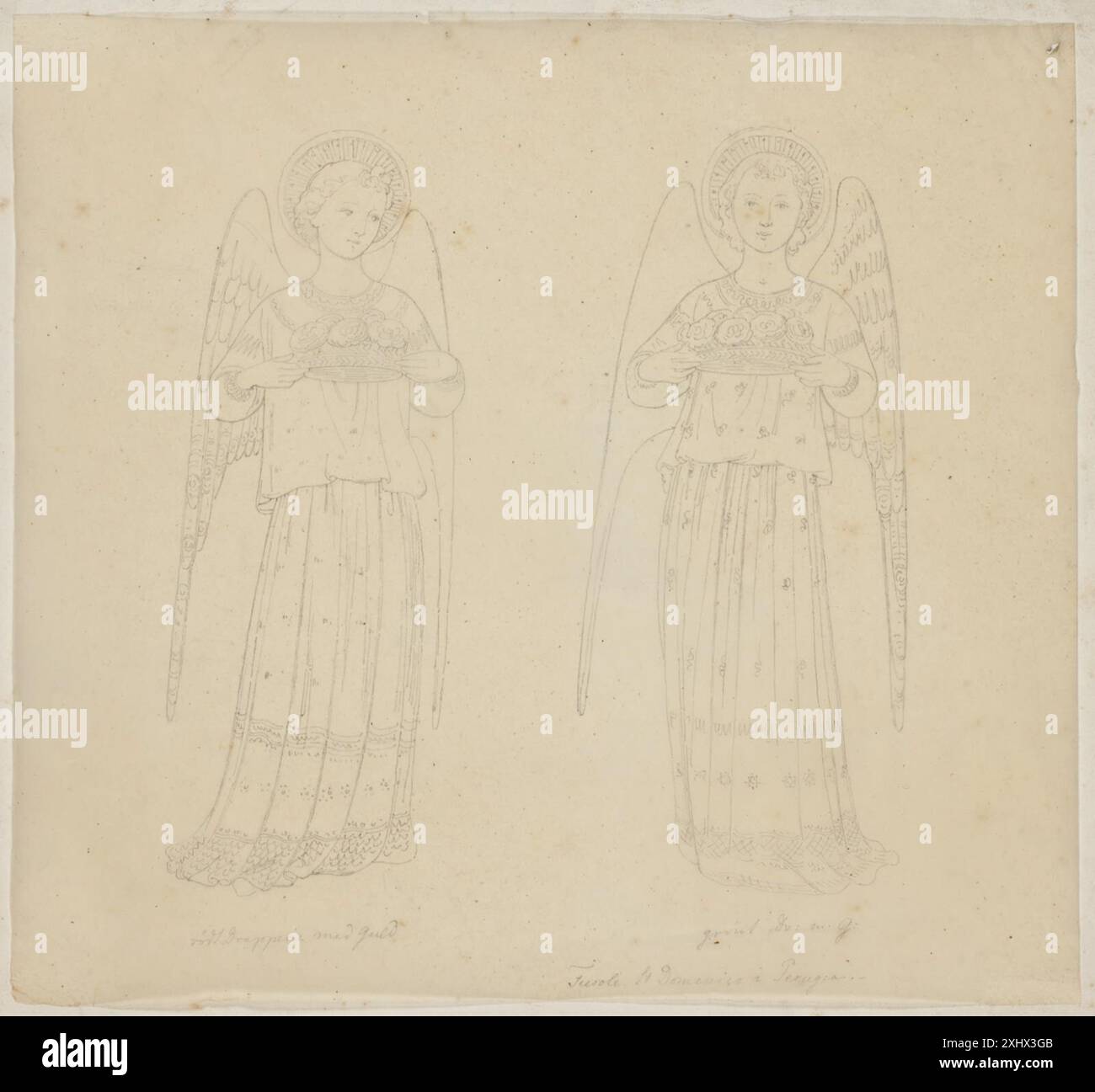 Angel Robe Drawing Drawing of two angels, based on Fra Angelico's altarpiece in Perugia ...
