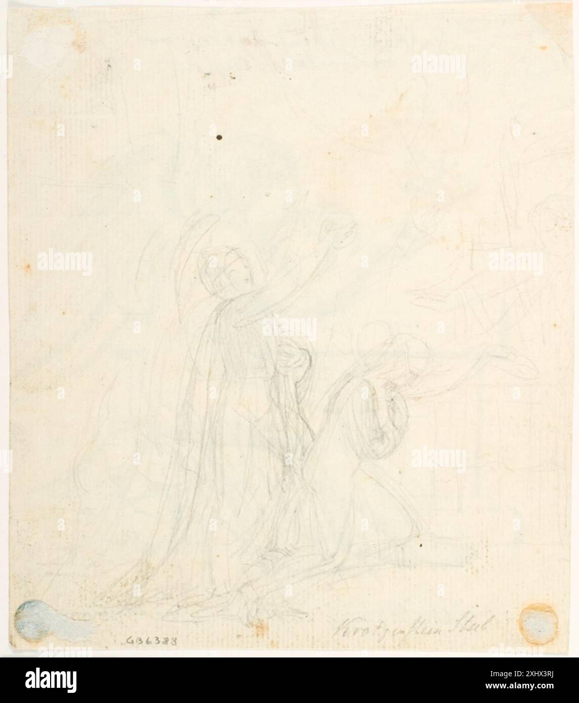 Drawing by C.G. Kratzenstein Stub depicting an offering scene with ...