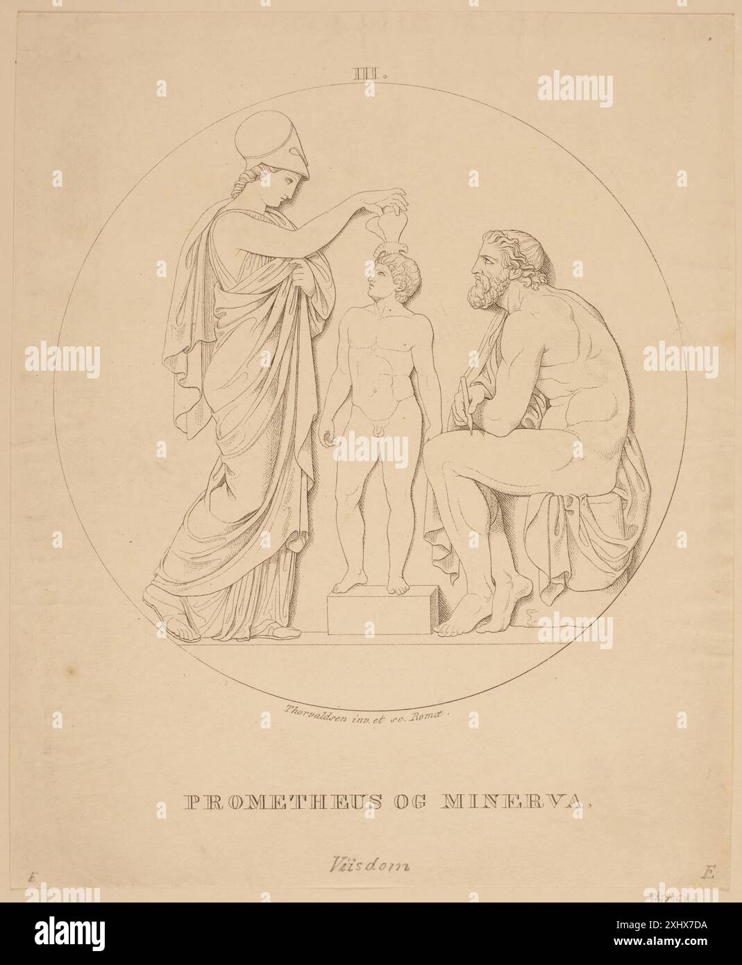 Engraving by Erling Eckersberg and Bertel Thorvaldsen depicting the ...