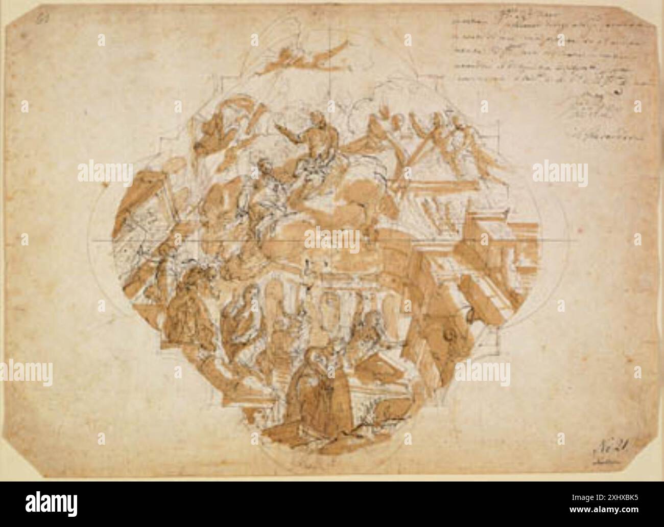 A drawing by Alessandro Gherardini designed for a ceiling painting ...