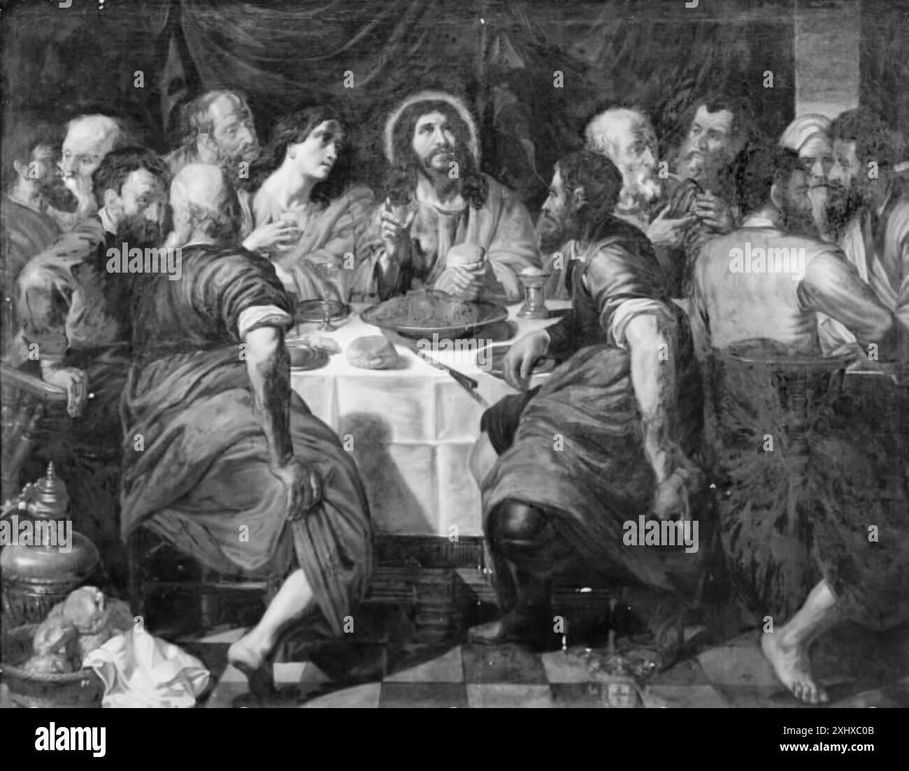 The Last Supper Seghers, Gerard 1591 - 1651 Painting Gerard Seghers 1591-1651: Leben und Werk des antwerpener Historienmalers., Dorothea Bieneck, p. 255 (kat. C8), afb. p. 255 (s/h): ikke Gerard Seghers: 'Viel eher ist an Theodor Rombouts (1579-1637) oder Jan Janssen (1590-nach 1650) als Maler des Bildes zu denken.', 93-44, 1992. Post-impressionism: the rise of modern art., Thomas Parsons, p. 255 (kat. C8), afb. p. 255 (s/h): ikke Gerard Seghers: 'Viel eher ist an Theodor Rombouts (1579-1637) oder Jan Janssen (1590-nach 1650) als Maler des Bildes zu denken.', 93-44, 1992 The Last Supper Stock Photo