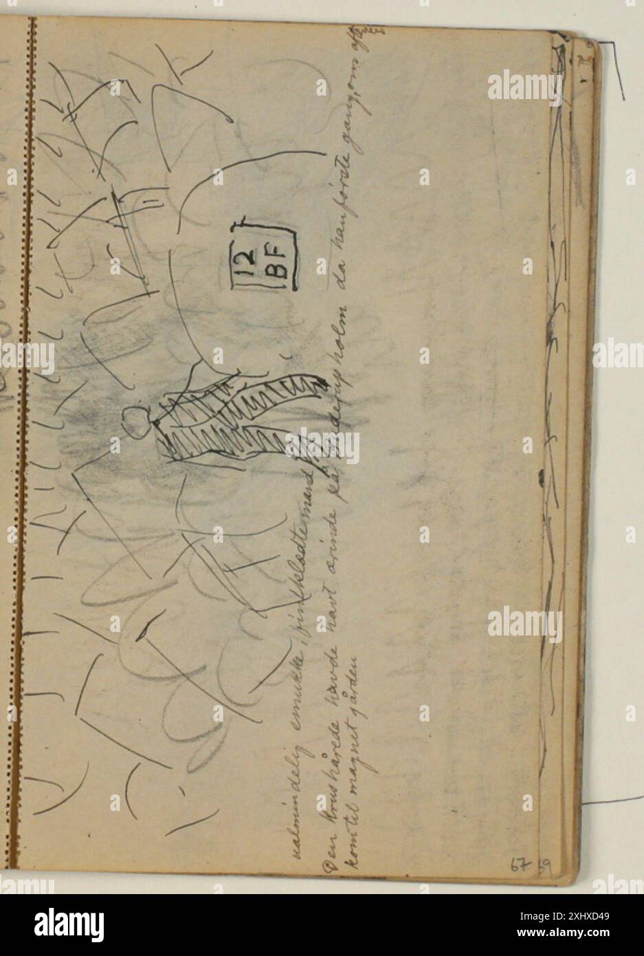 Drawing by Niels Larsen Stevns illustrating a composition draft for ...