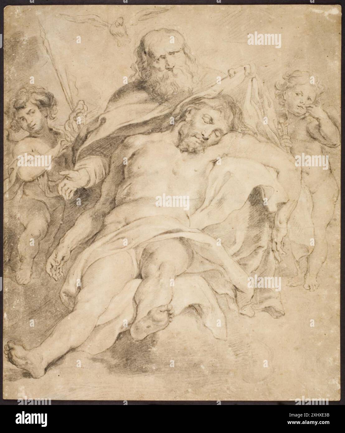 Trinity Composition Drawing depicting the Holy Trinity by Peter Paul Rubens, showing three ...