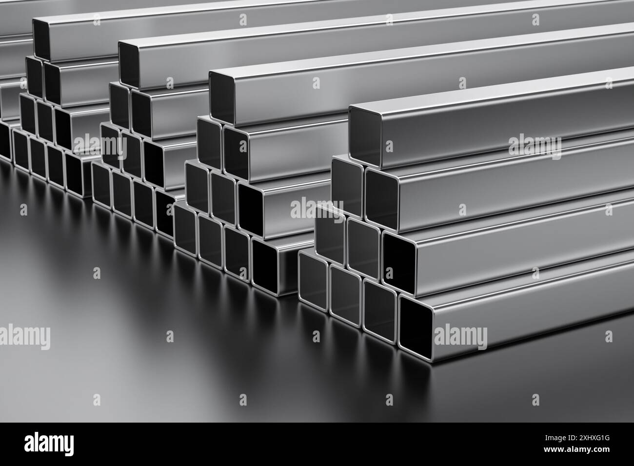 3d rendering stack of rectangular pipes in factory Stock Photo - Alamy