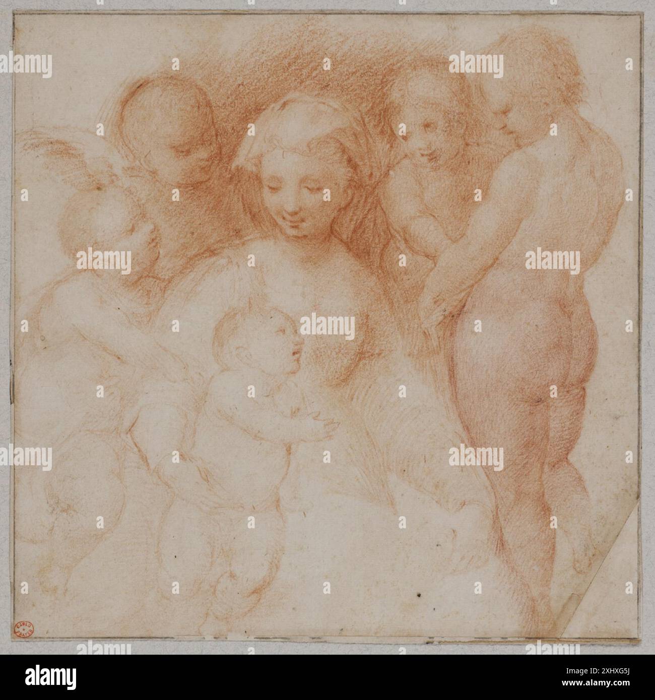 Madonna and Child with the infant St John the Baptist and three angels ...