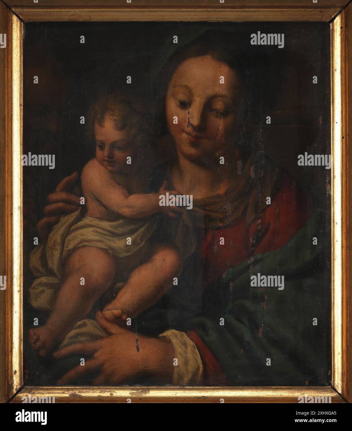 Painting by Sebastiano Serlio depicting the Virgin Mary and Child. The ...