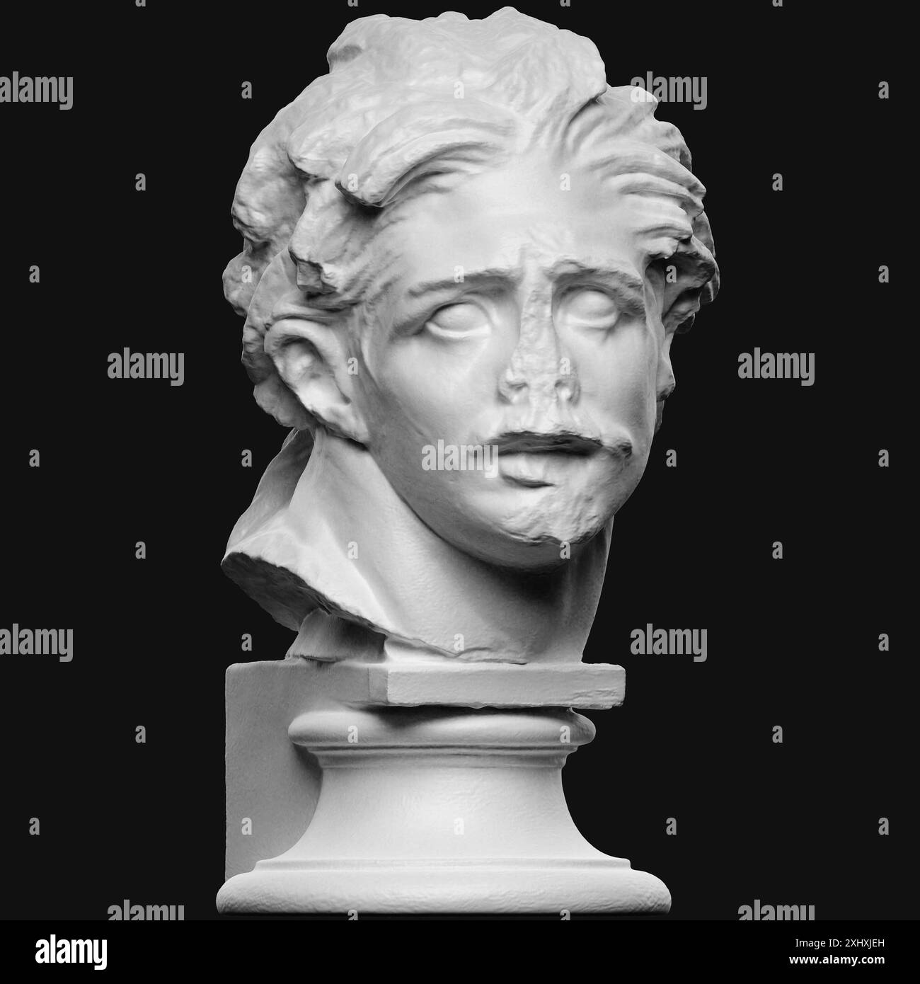 Head sculpture labeled 'GRID', showing classical three-dimensional ...