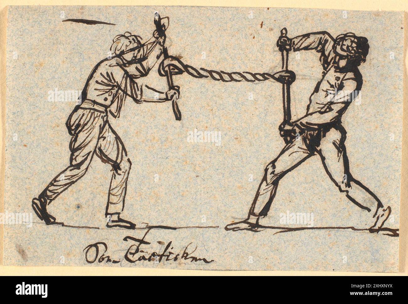 Rod And Rope Activity Drawing by Nicolai Abildgaard (1743–1809) depicting two men twisting a ...