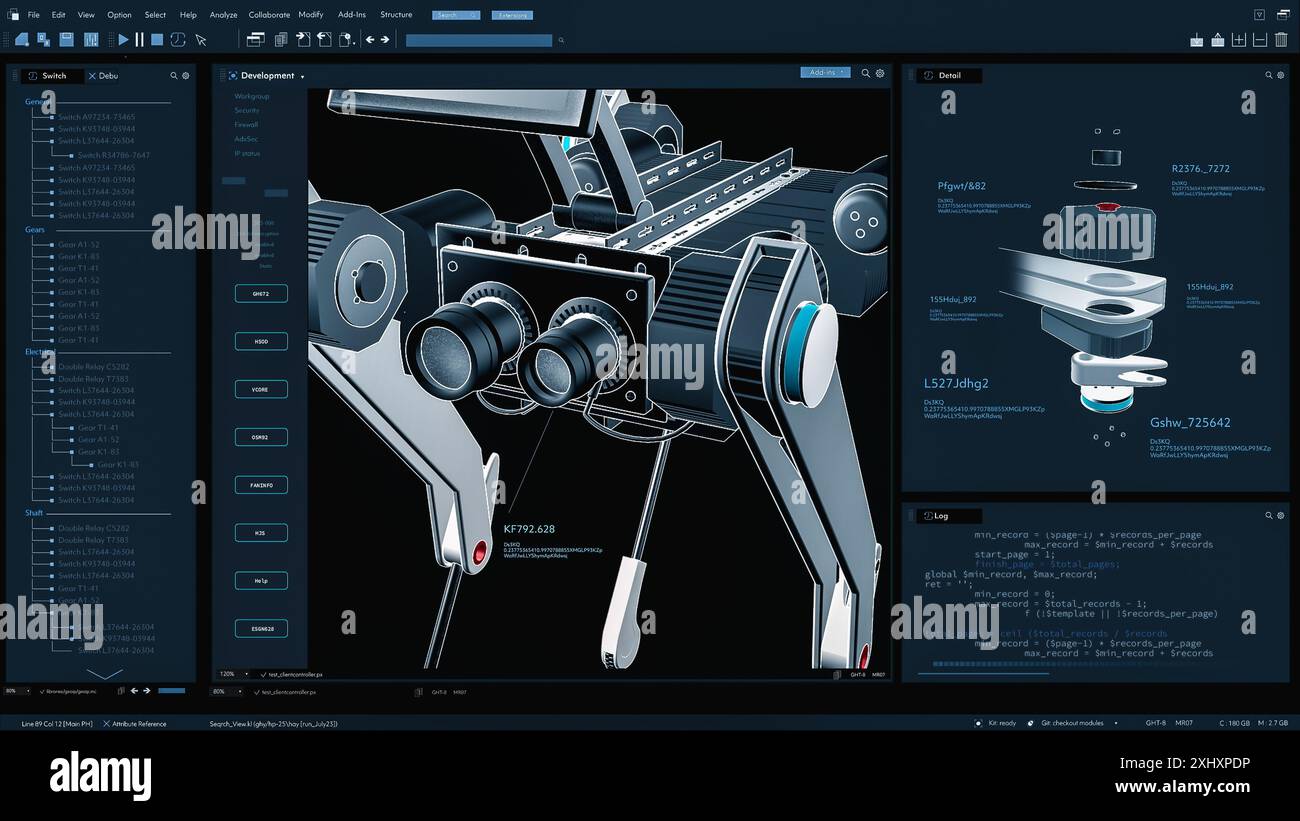 Dark Interface Mockup of Professional CAD Computer Software With 3D ...