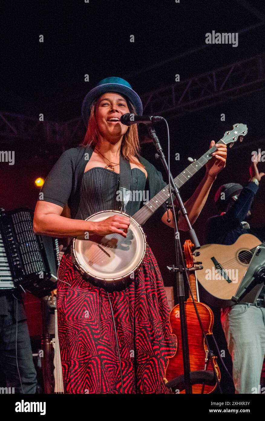 Grammy award and Pulitzer prize winner American singer-songwriter Rhiannon Giddens performing at the 2024 Gate to Southwell music festival, England. Stock Photo