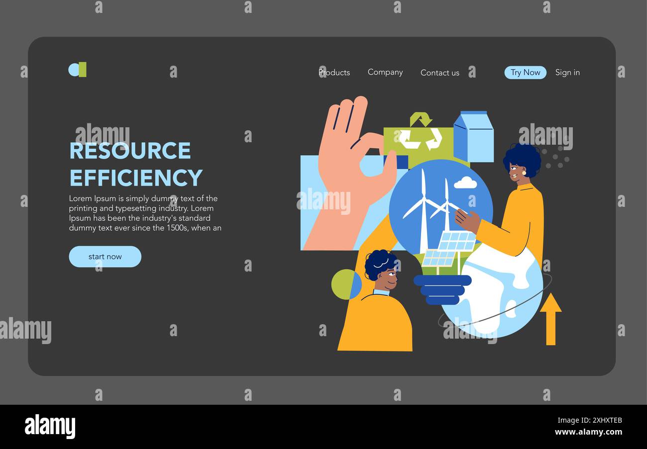 Circular Economy concept. Web banner illustrating resource efficiency ...