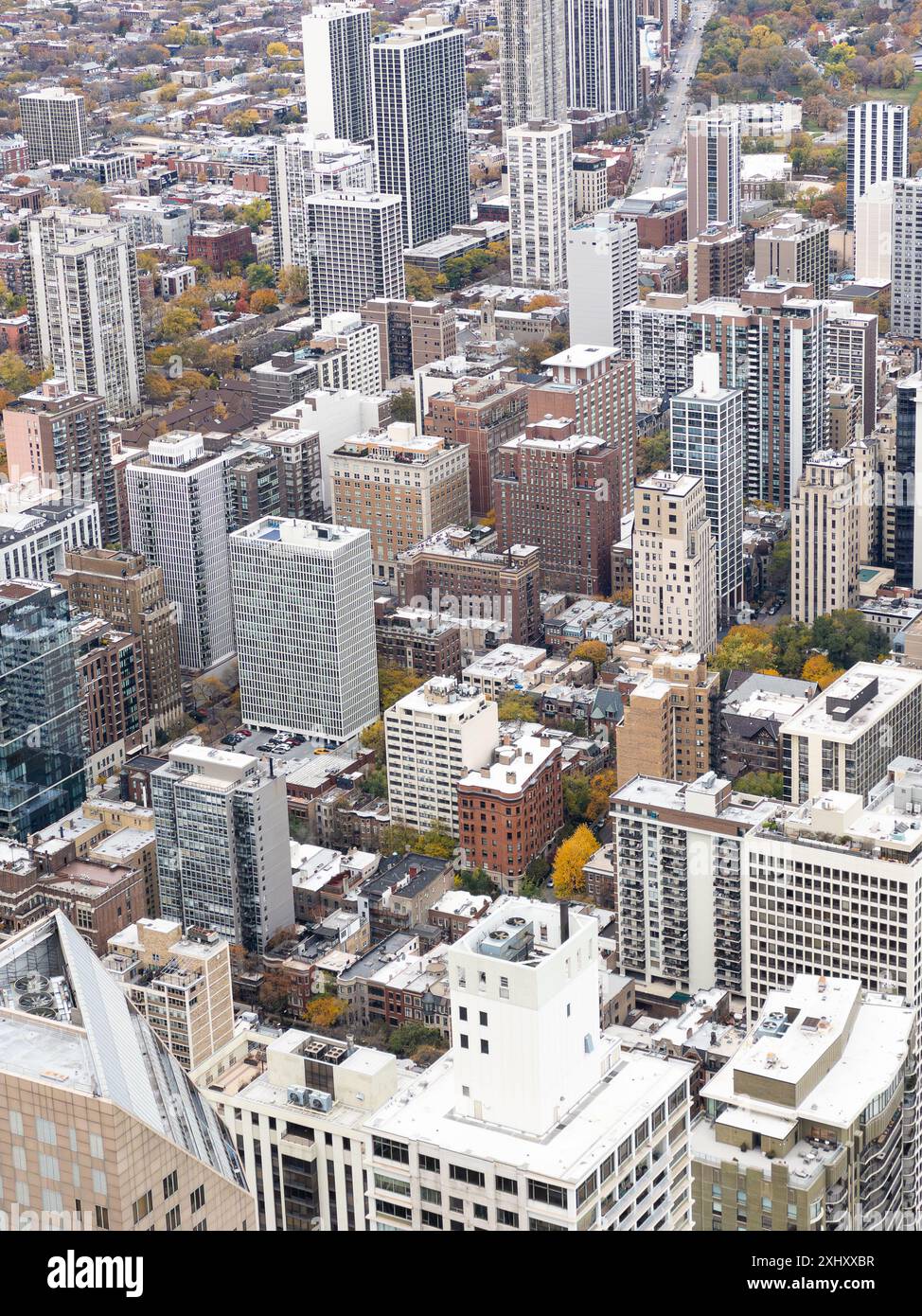 Winter View of Downtown Chicago from 360 Observation Deck Stock Photo