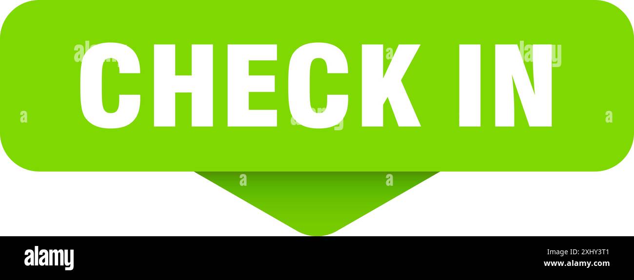 check in sticker. check in sign on transparent background. rectangular ...