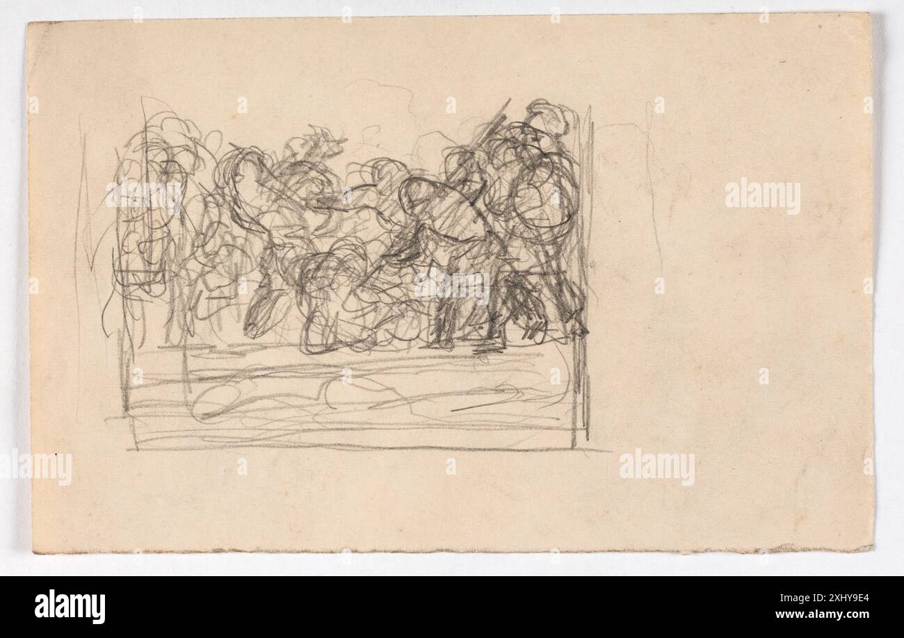 Drawing by Oluf Hartmann showing a composition study with multiple ...