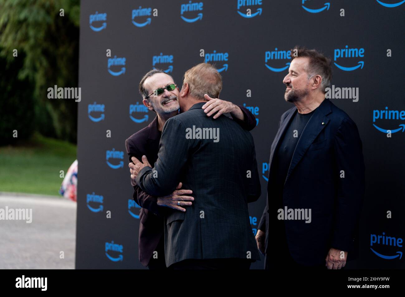 ROME, ITALY - JULY 15: Rocco Papaleo, Christian De Sica and Corrado Guzzanti attend the photocall of Prime Video 2024 at Villa Miani in Rome(ph: Giova Stock Photo